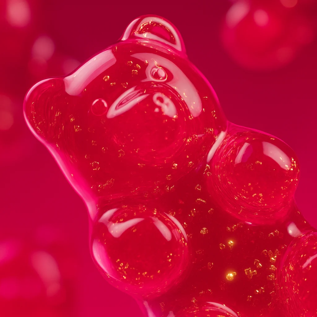 Close detail of red Folly gummies