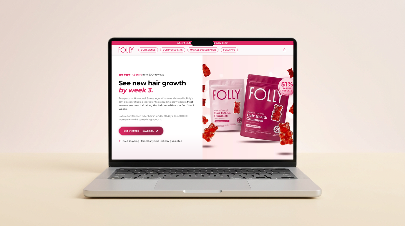 Folly website on a laptop